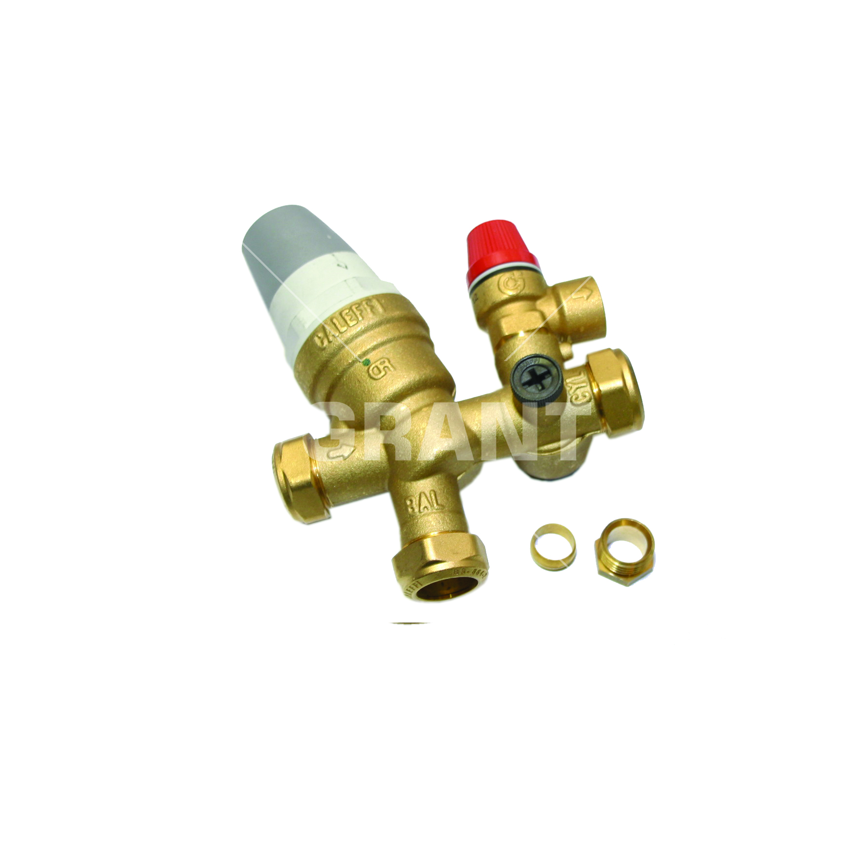 Pressure reducing inlet manifold (22mm) c/w 3 bar PRV and 6 bar expansion relief valve