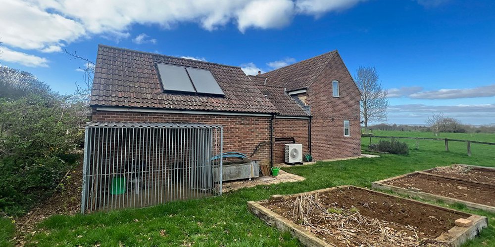 The 10kW Aerona3 heat pump installation is complete at the farmhouse