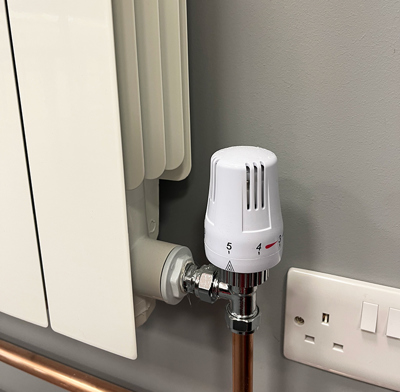 A Thermostatic Radiator Valve set to temperature setting 5