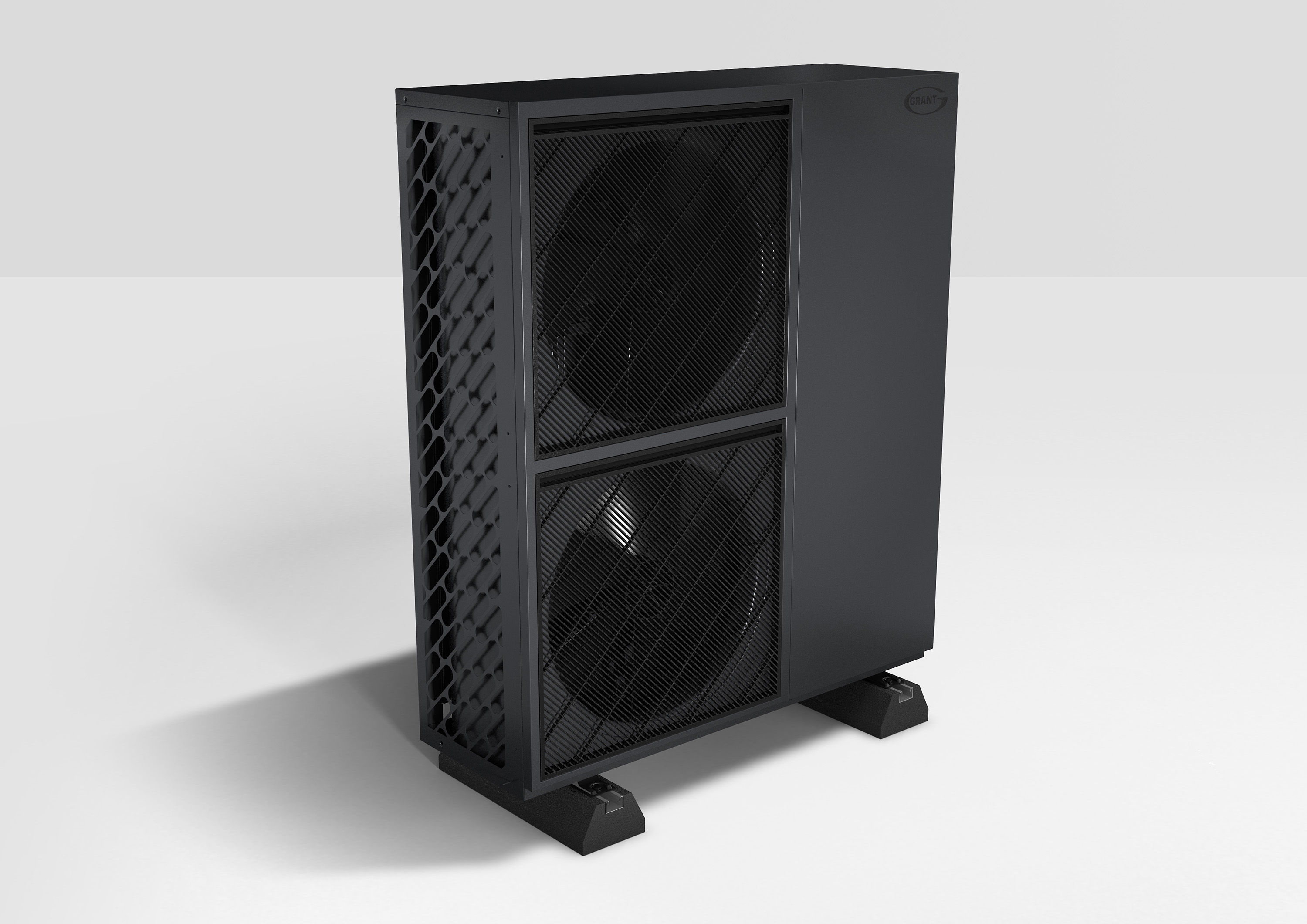 Aerona 290 double fan ASHP - with feet left angle