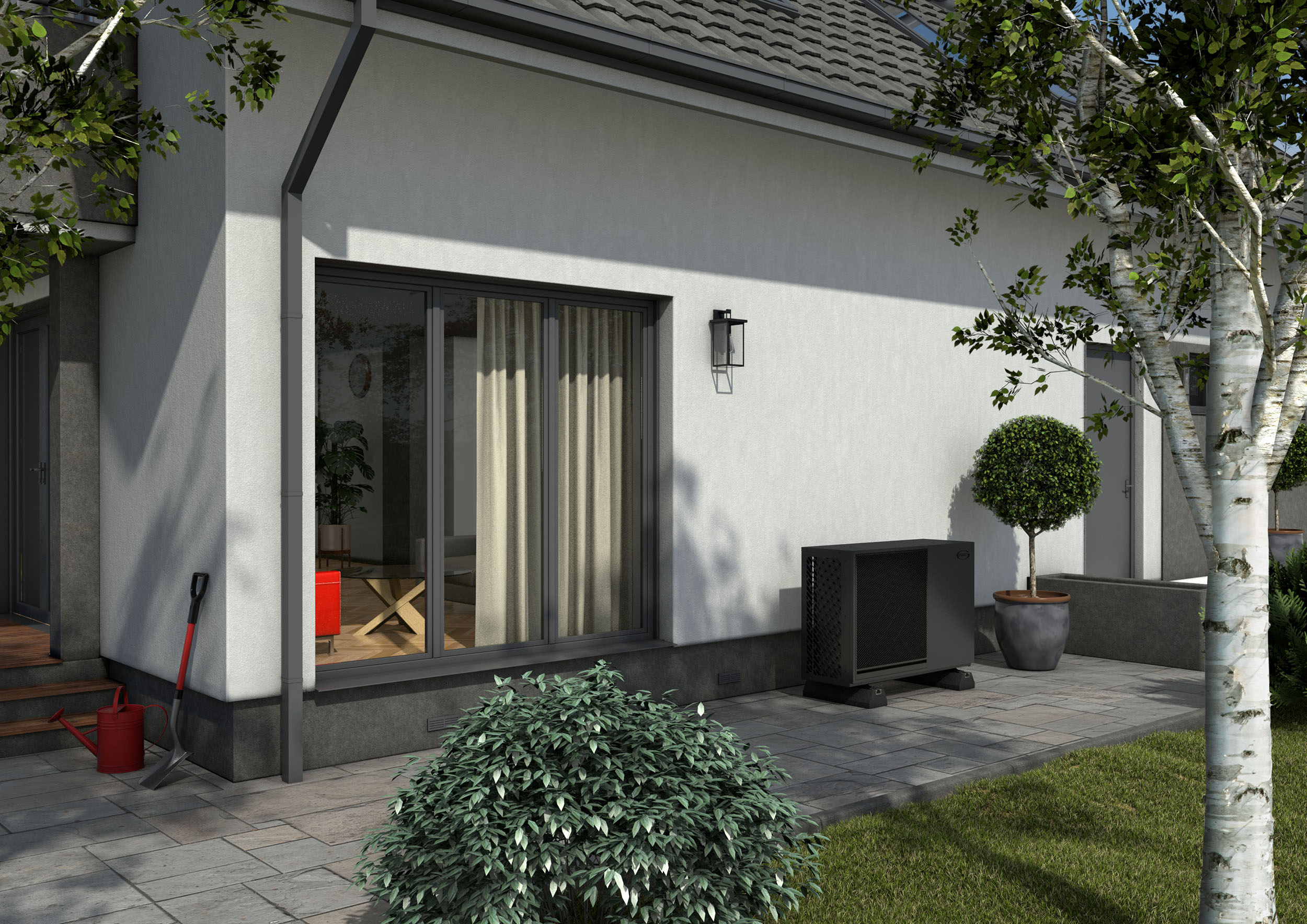 Aerona 290 4kW ASHP – side house view 