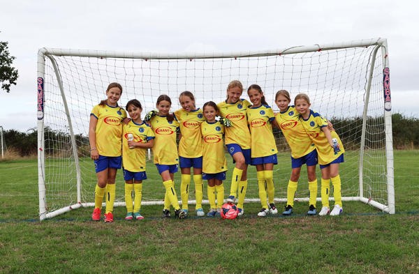 The FC Chippenham Youth Under-11s Galaxy Girls Team in their new kit