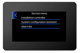 Service Settings menu on Aerona Smart Controller